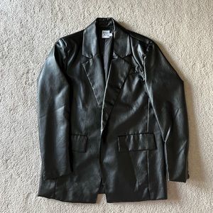 Black leather blazer jacket, Princess Polly